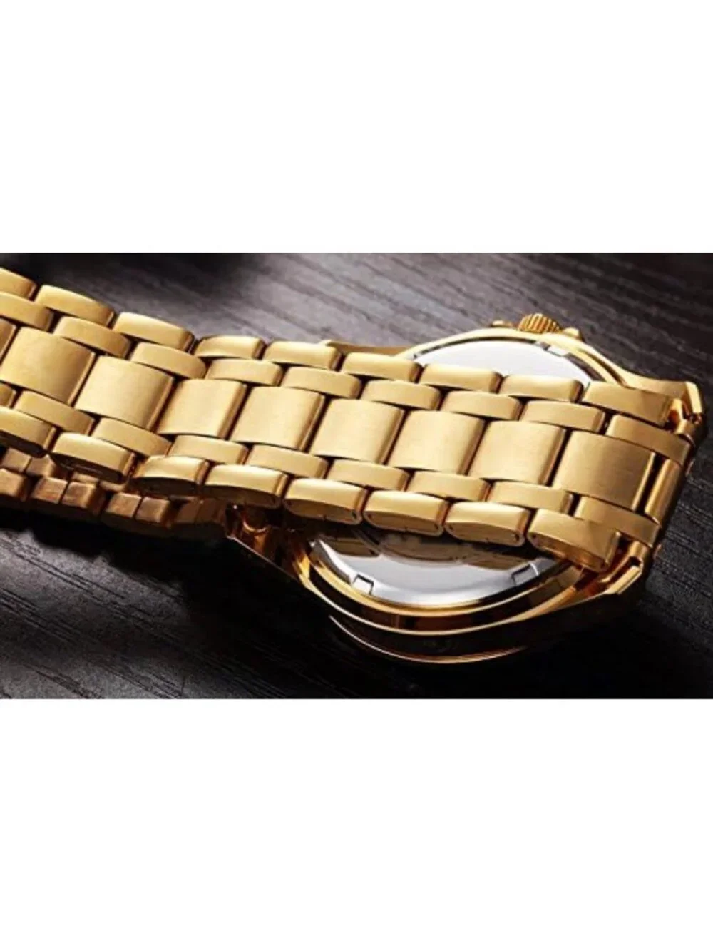 Classic Gold Stainless Steel Men's Wrist Watch with Crystals - Stylish & Elegant